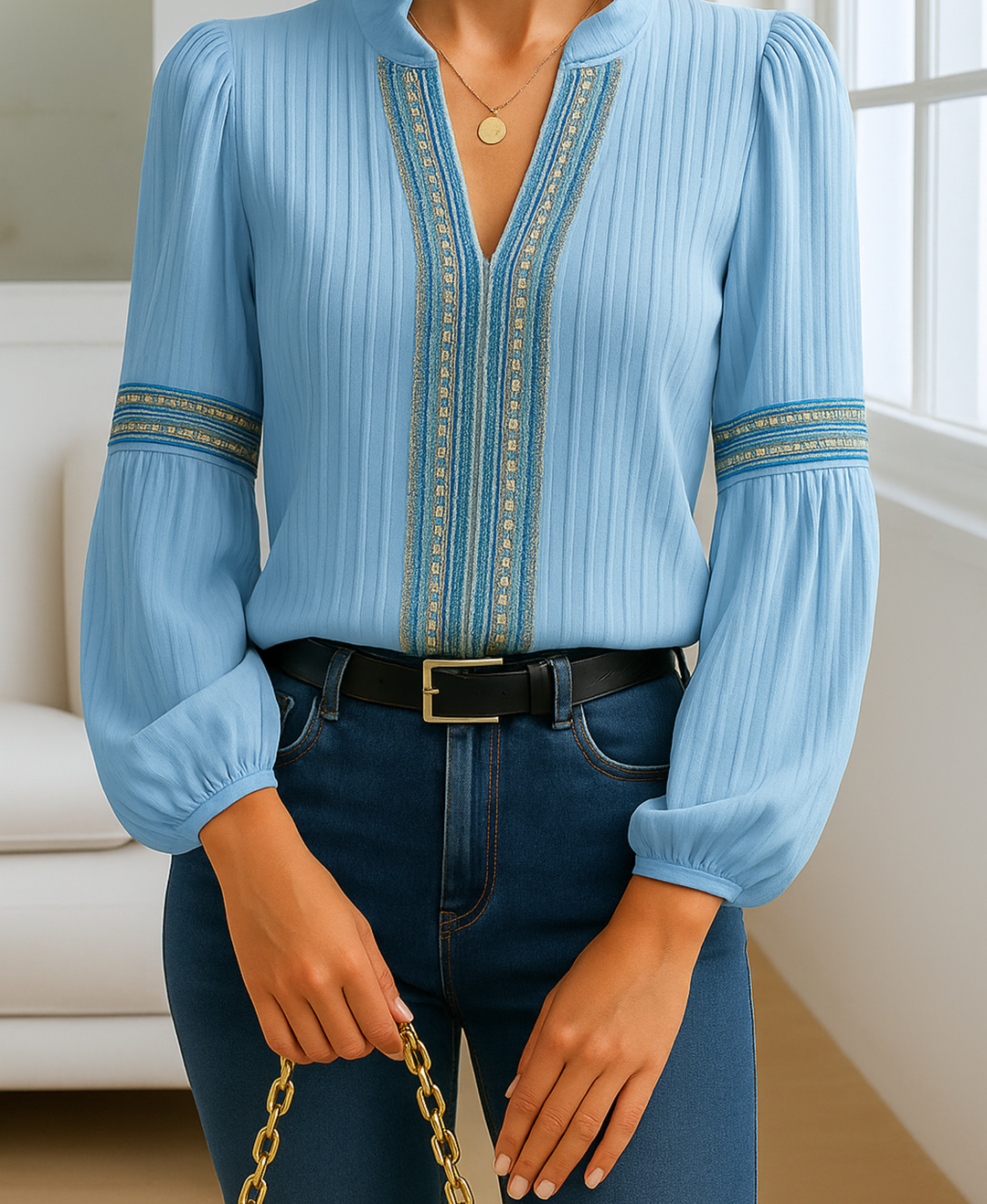 Monica™ | Blusa Vintage con Cuello en V