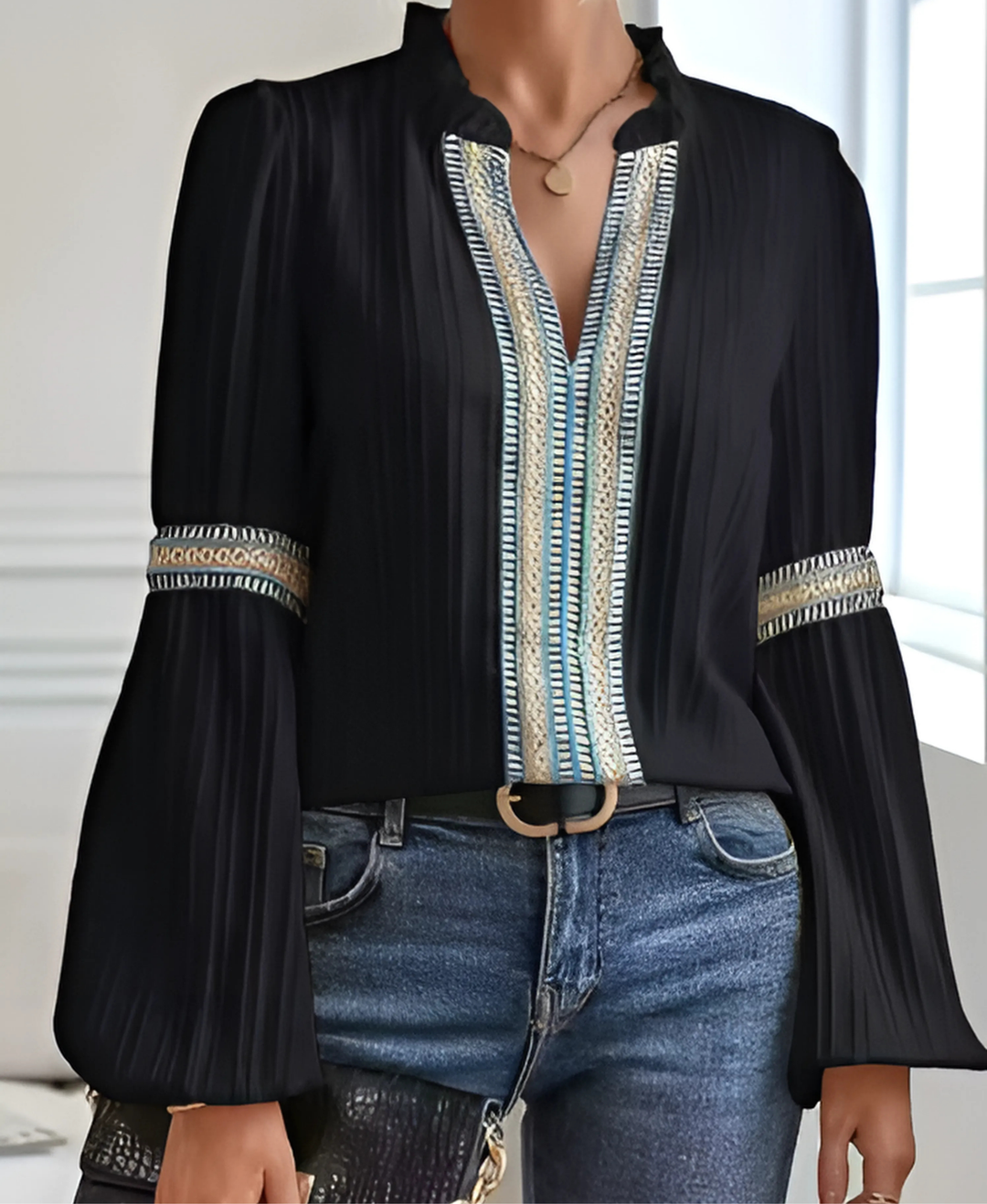 Monica™ | Blusa Vintage con Cuello en V