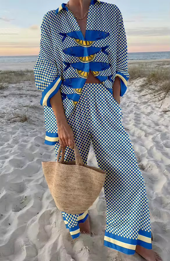 Linda | Conjunto Elegante de Verano de Dos Piezas con Estampado Suelto