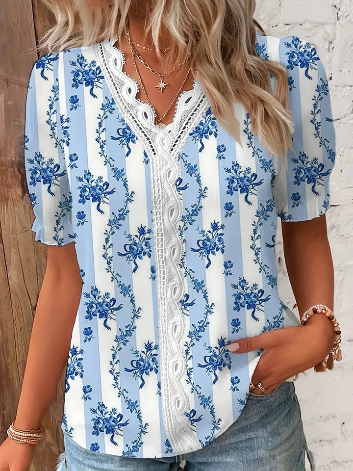 Joann™ | Blusa de Encaje Floral con Escote en V