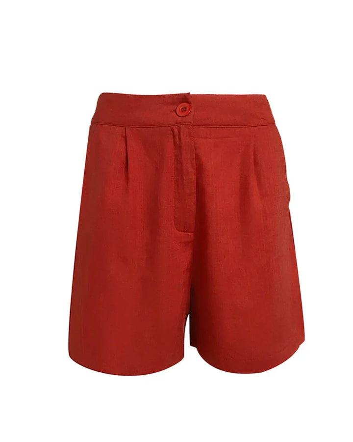 Conjunto de Top y Pantalones Cortos de Lino Lila