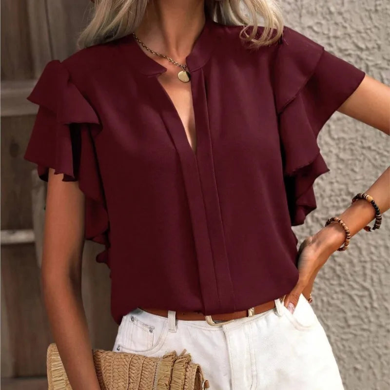 Amira™ | Blusa Chic con Elegantes Mangas Voladas
