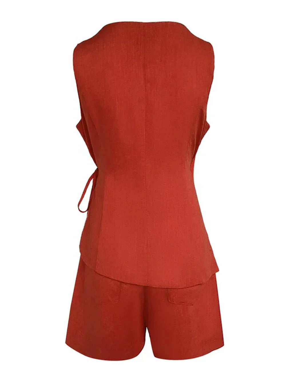 Conjunto de Top y Pantalones Cortos de Lino en Color Lila