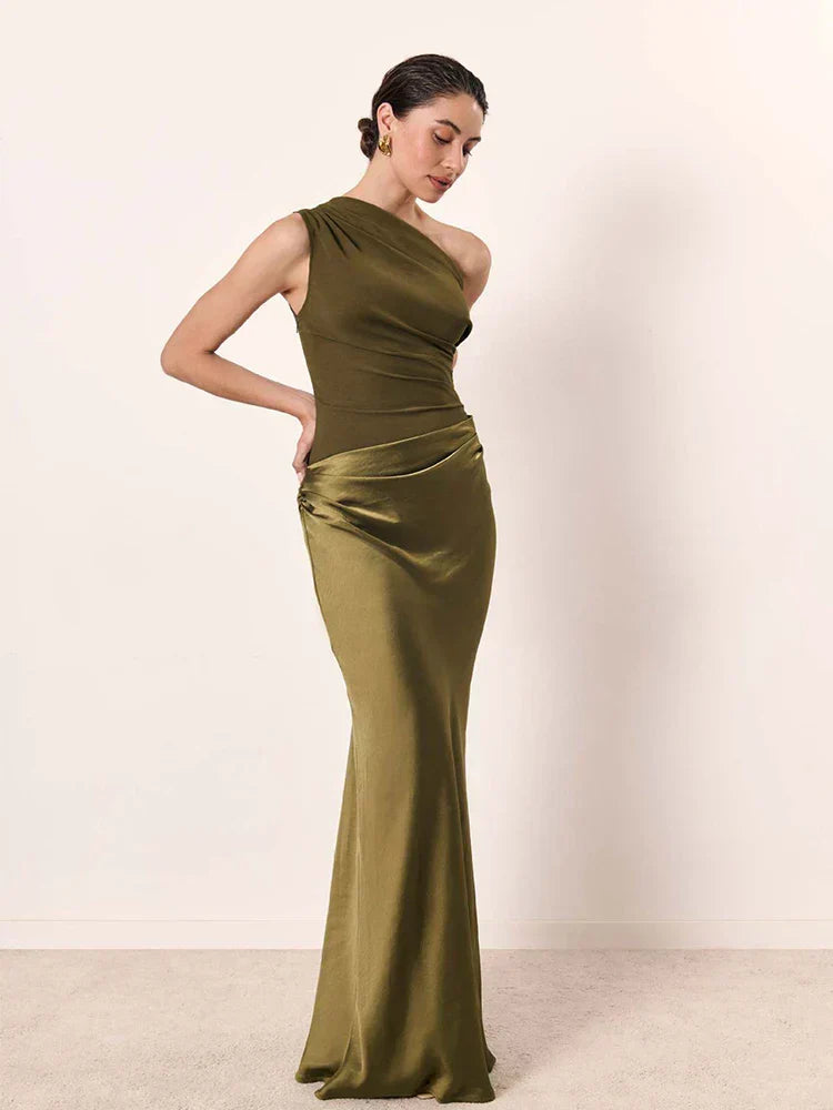 Ellis & Johnson™ | Vestido Maxi con Guilt en Satén