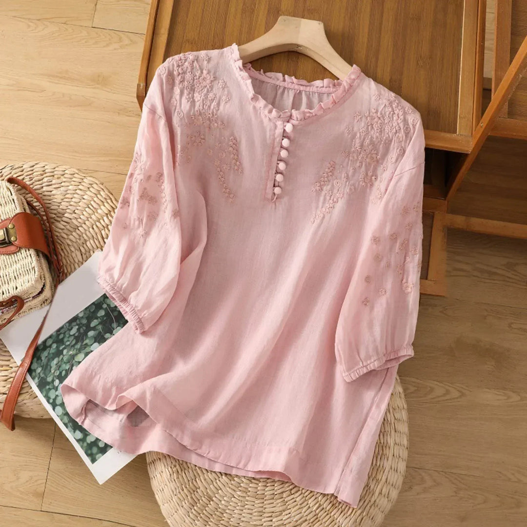 Suzanne™ | Blusa Floral con Botones en el Frente