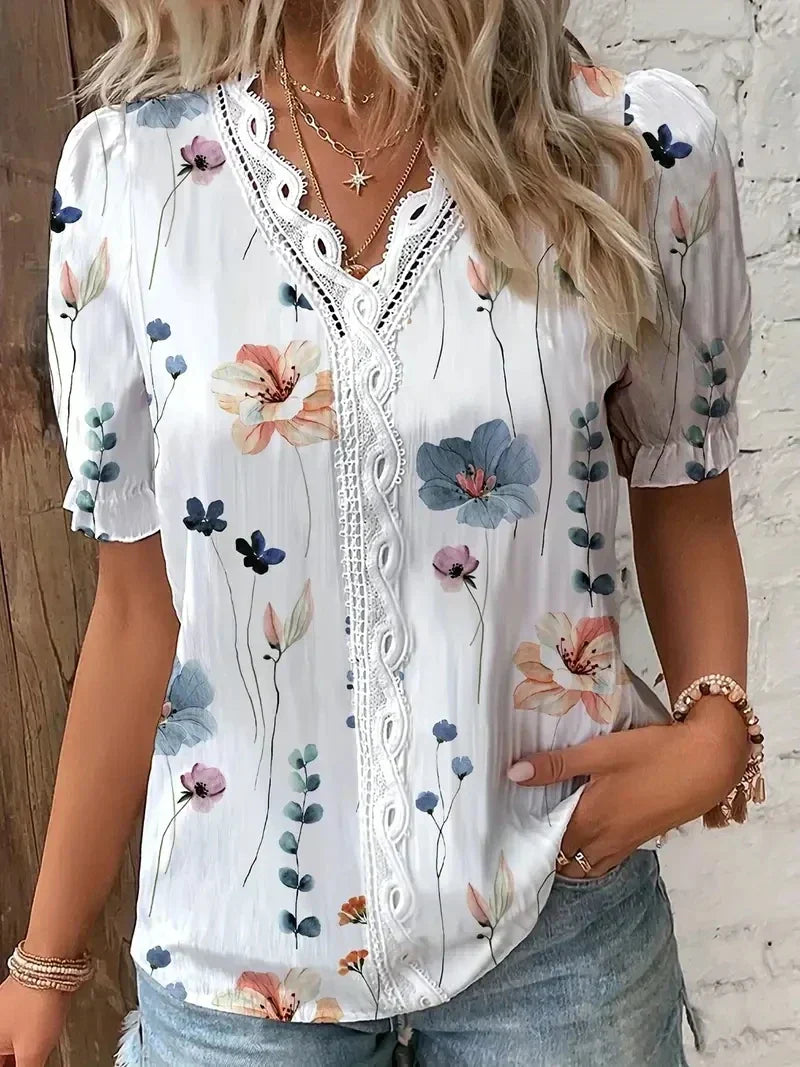 Joann™ | Blusa de Encaje Floral con Escote en V