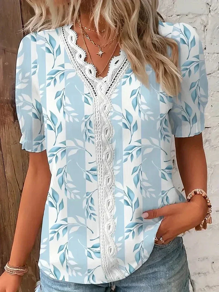 Joann™ | Blusa de Encaje Floral con Escote en V