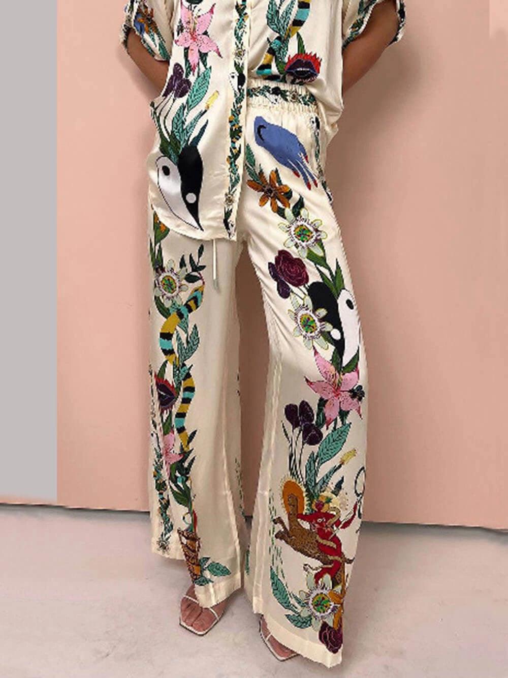 Conjunto de Camisa y Pantalones de Satén Luca