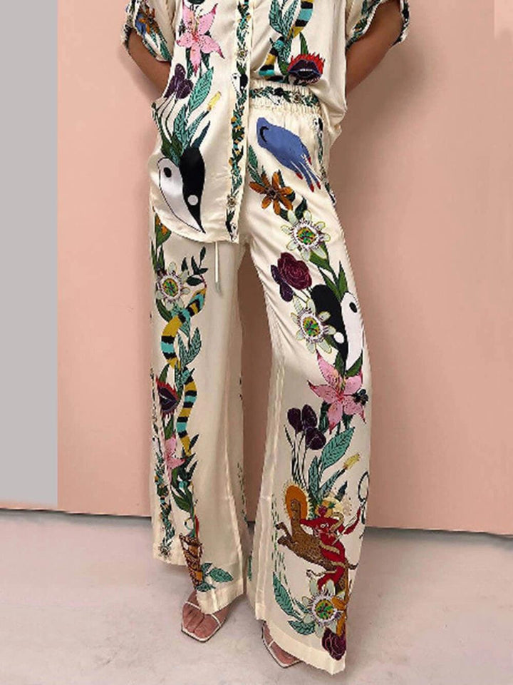 Conjunto de Camisa y Pantalones de Satén Luca