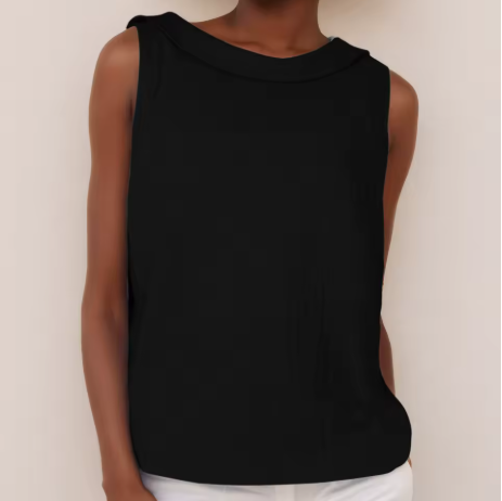 Maria™ | Top sin mangas con cuello doblado