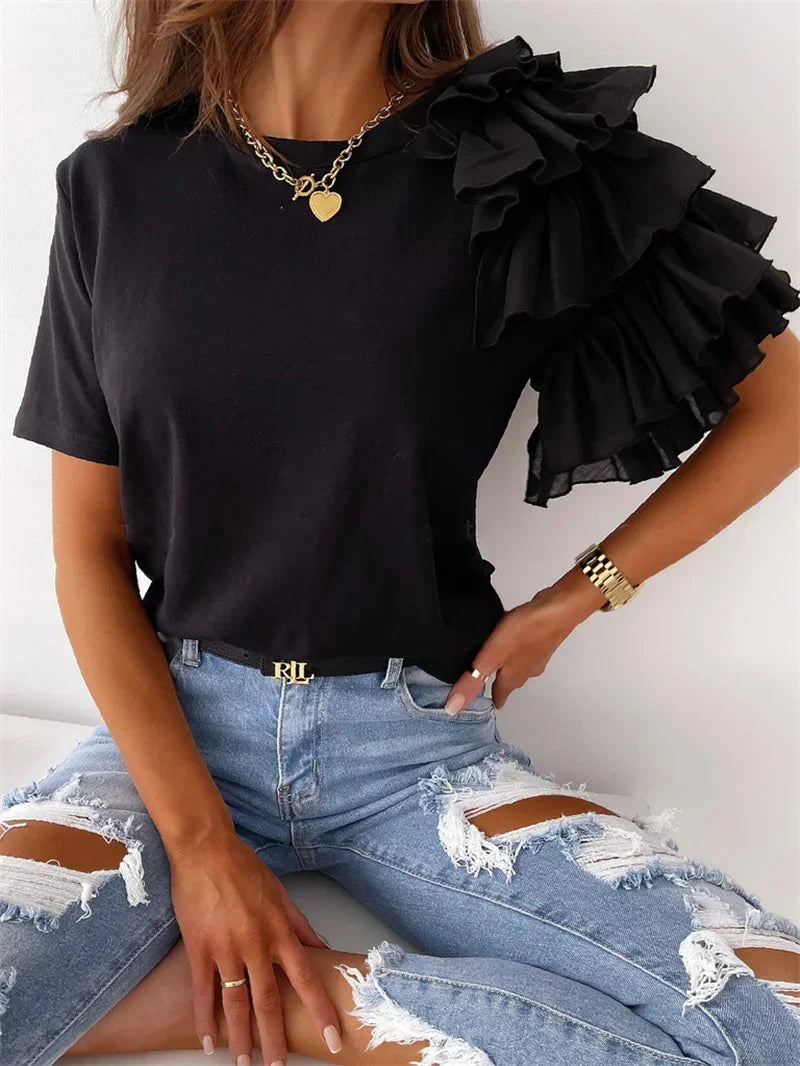 Anna™ | Top Chic con Mangas de Volantes Audaces