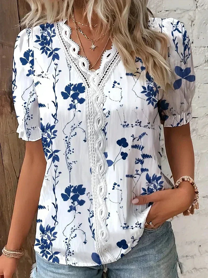 Joann™ | Blusa de Encaje Floral con Escote en V