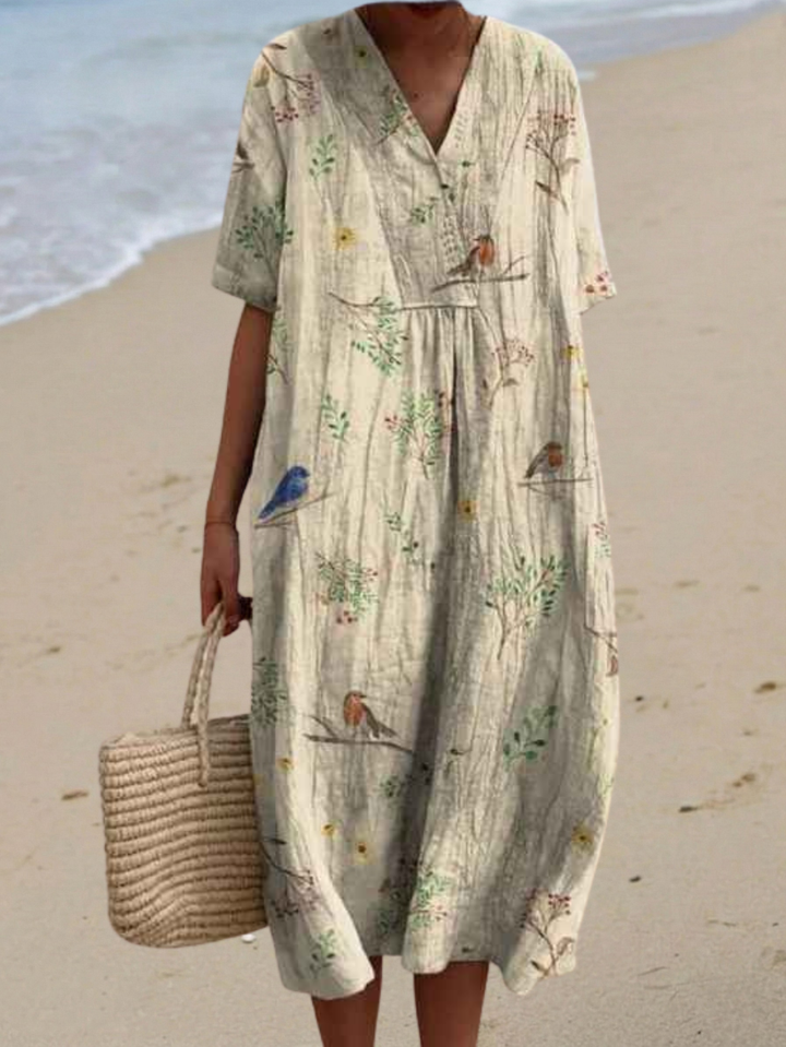 Margaret - Vestido de Verano Ligero con Estampado Floral Vibrante