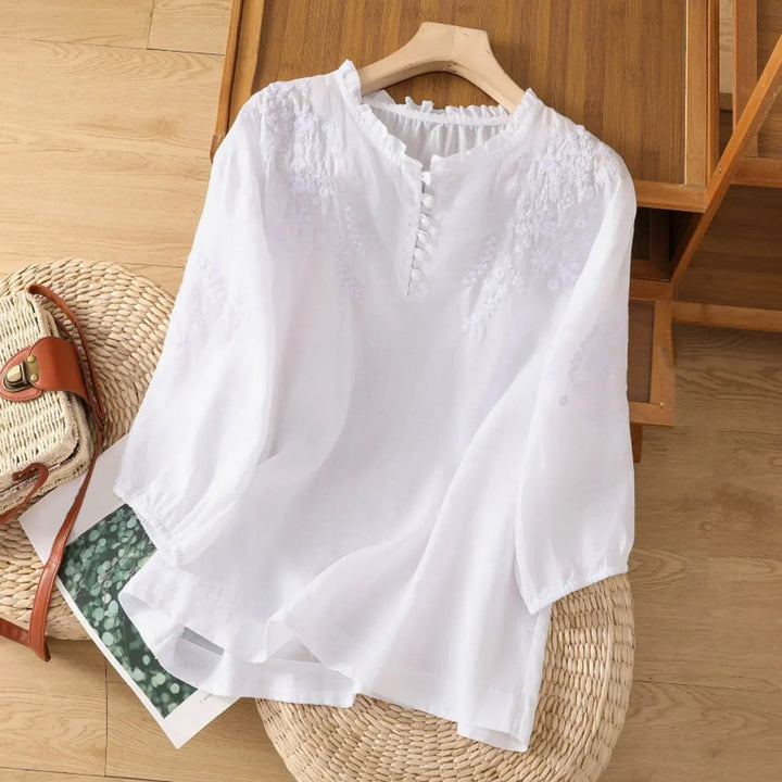 Suzanne™ | Blusa Floral con Botones en el Frente