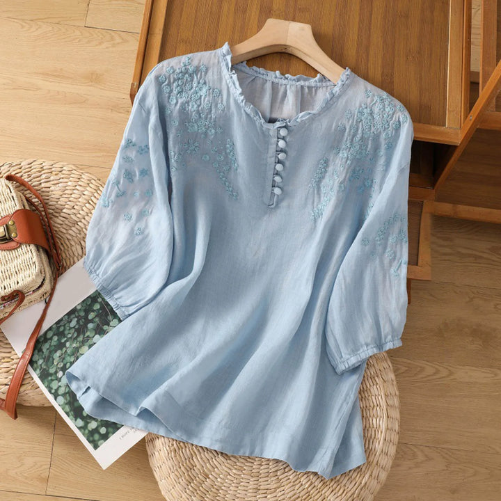 Suzanne™ | Blusa Floral con Botones en el Frente