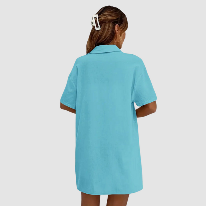 Frances™ Elegante Conjunto de Verano de Dos Piezas | Top de Manga Corta con Botones y Pantalones Cortos con Cinturilla Ajustable