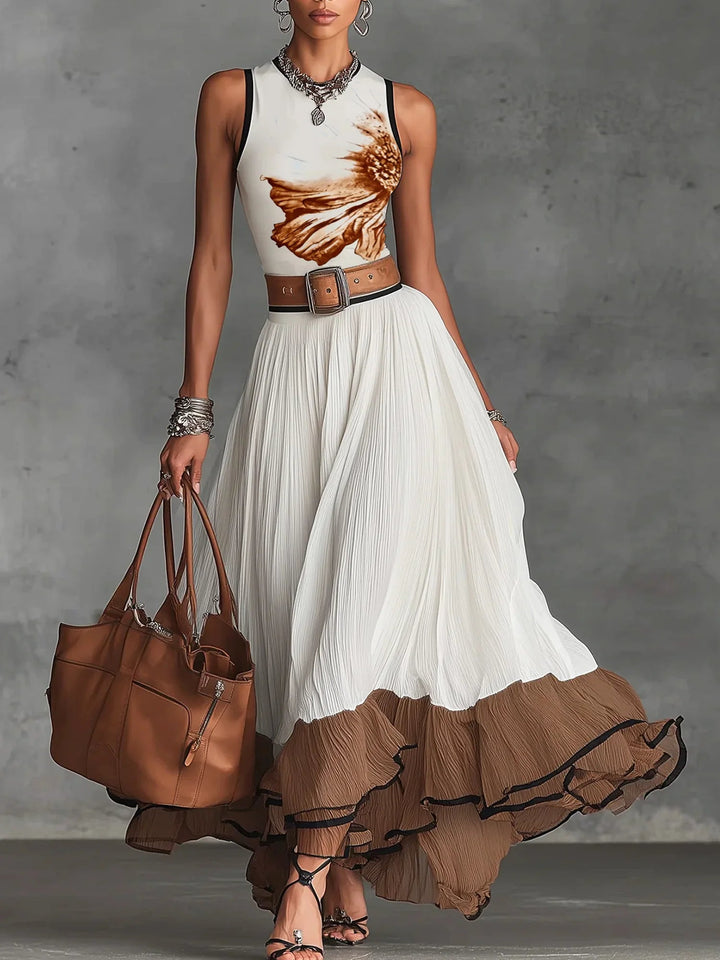 Conjunto de Falda de Chifón Azul Celeste