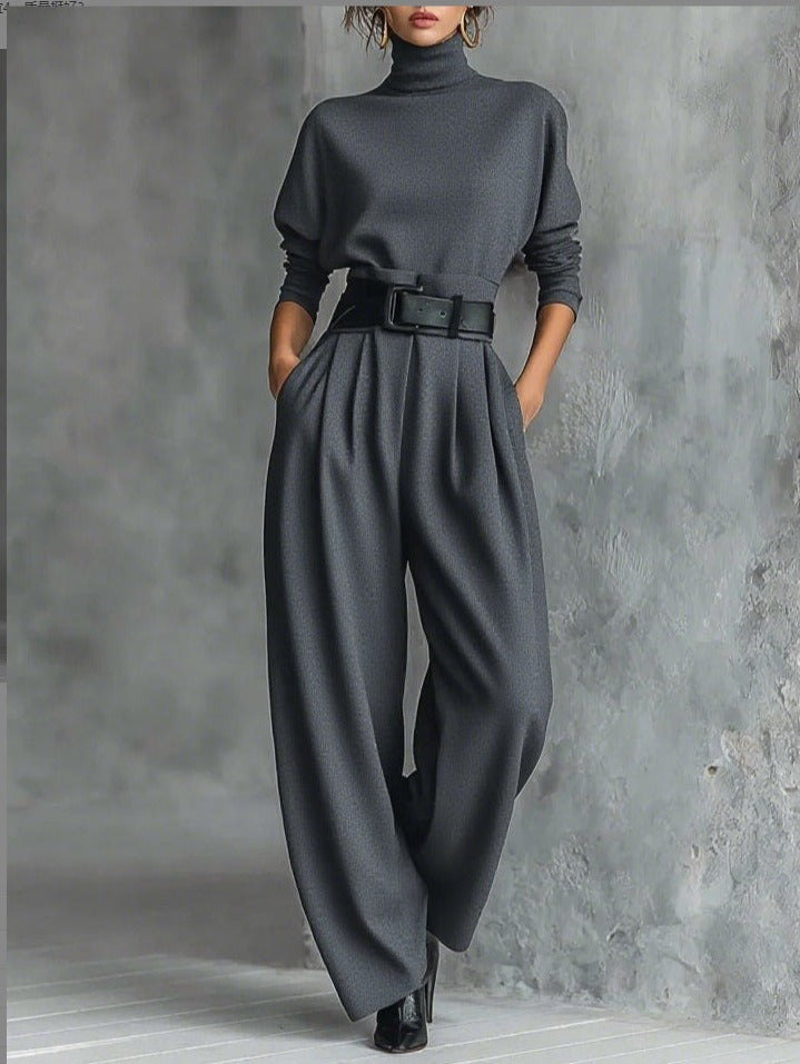 "Julia | Conjunto de cuello alto y pantalón recto" (The title is already in Spanish and does not require translation.)