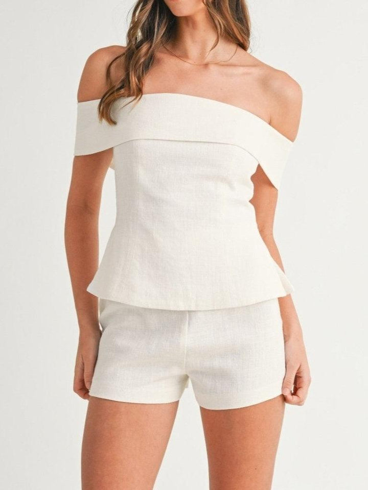 Traje de dos piezas de algodón y lino Liam Blanco