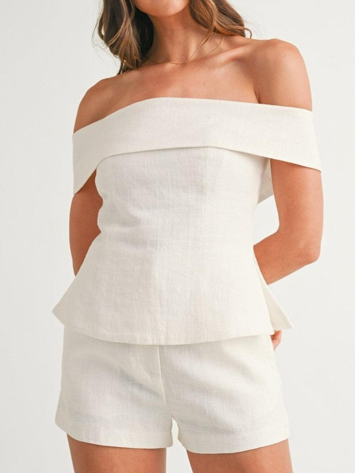 Traje de dos piezas de algodón y lino Liam Blanco