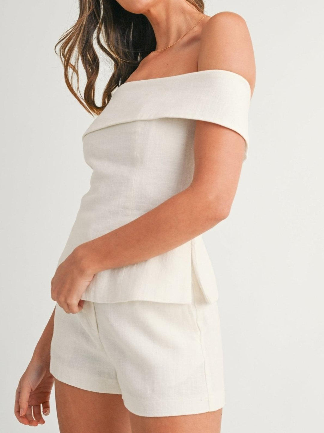 Traje de dos piezas de algodón y lino Liam Blanco