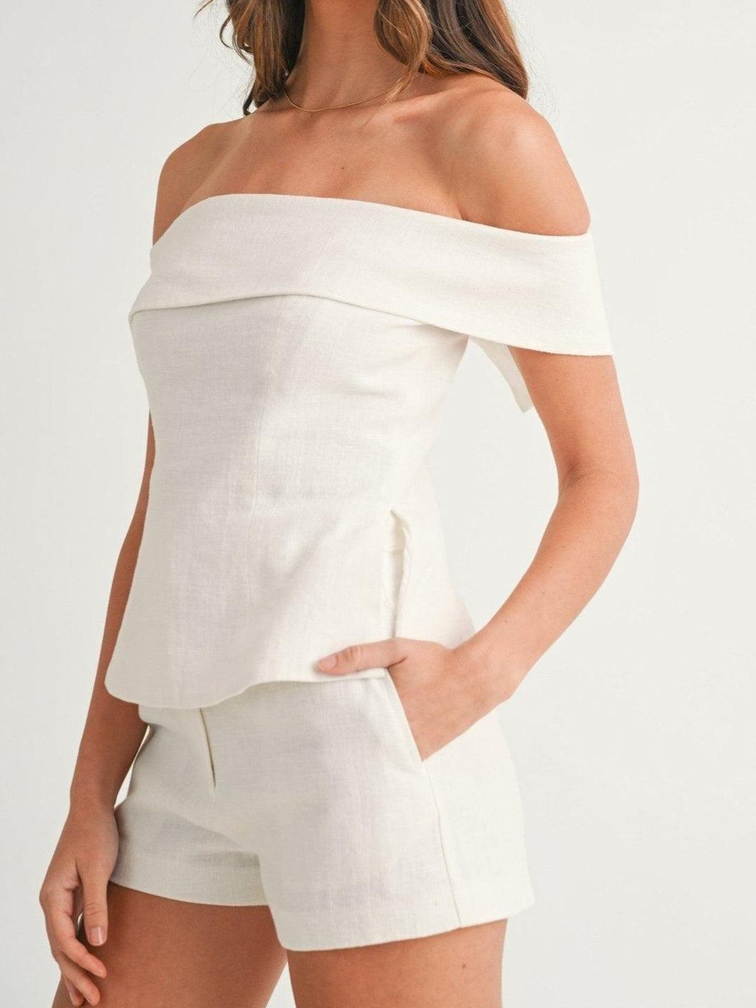 Traje de dos piezas de algodón y lino Liam Blanco