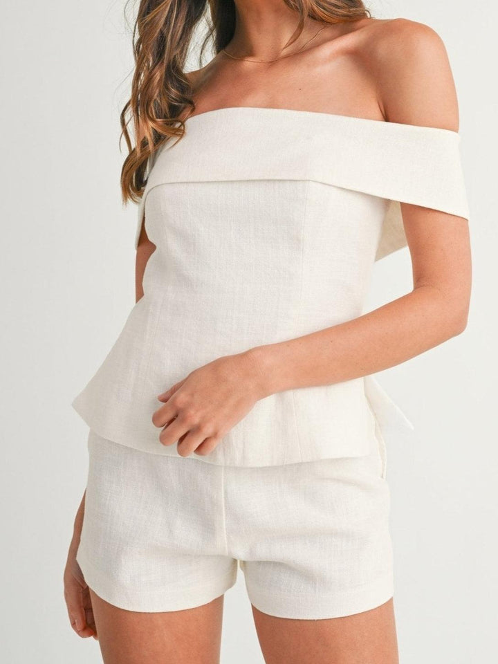 Traje de dos piezas de algodón y lino Liam Blanco