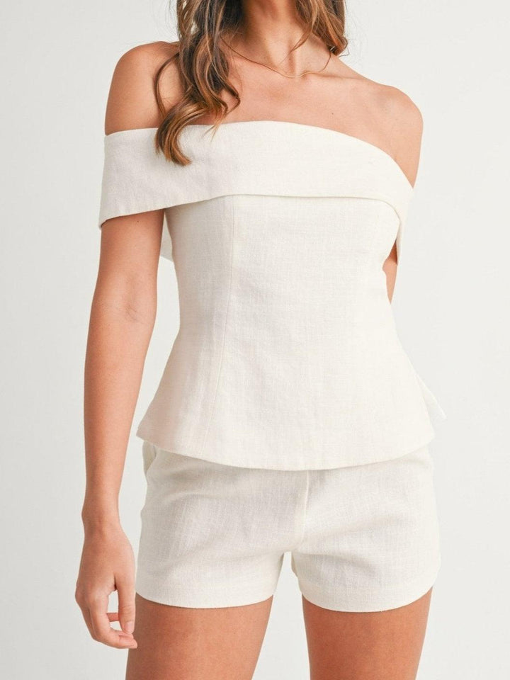 Traje de dos piezas de algodón y lino Liam Blanco