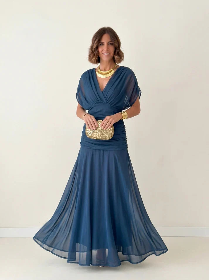 Alondra - Vestido Largo con Estampado Floral y Escote en V