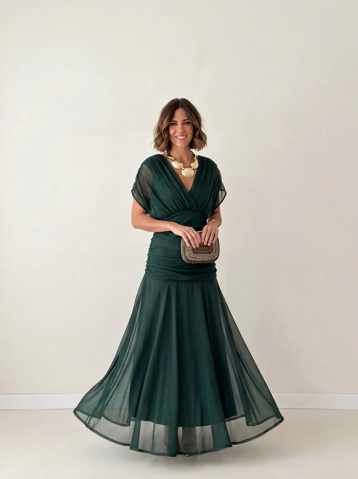 Alondra - Vestido Largo con Estampado Floral y Escote en V
