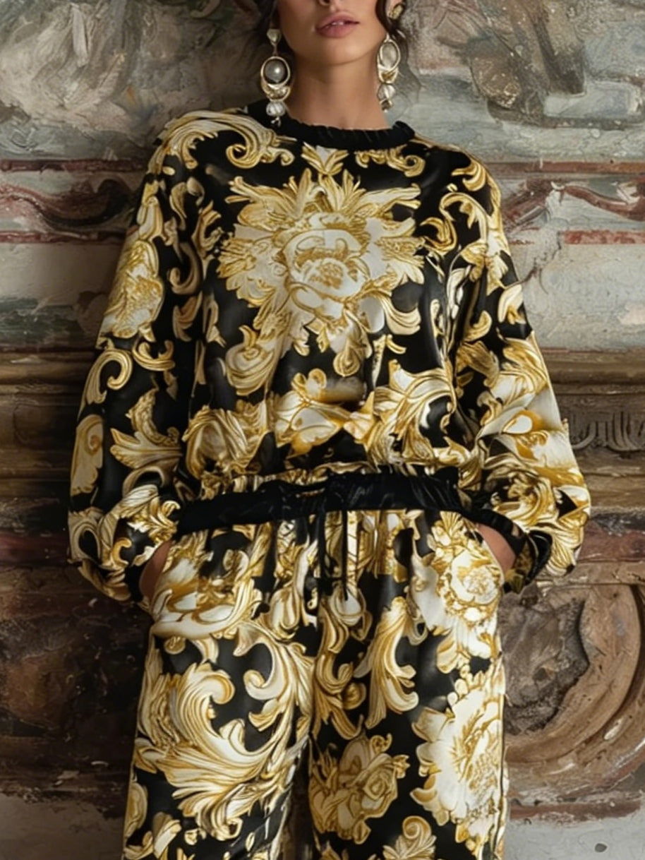 Conjunto de Ropa de Casa Floral Barroco Isabella