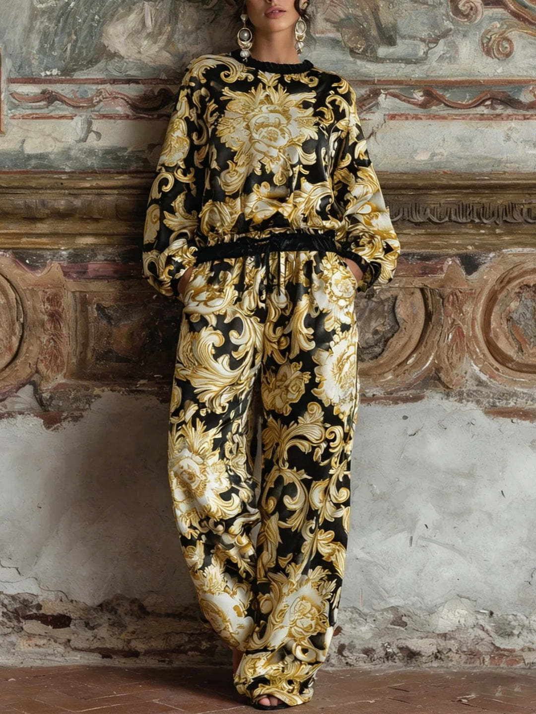 Conjunto de Loungewear Floral Barroco Isabella
