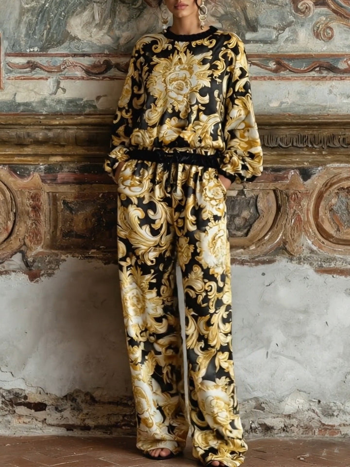 Conjunto de Ropa de Casa Floral Barroco Isabella