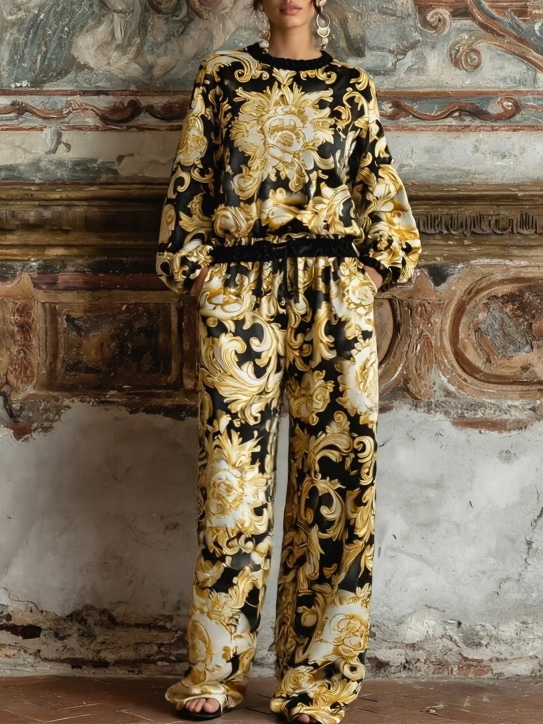 Conjunto de Ropa de Casa Floral Barroco Isabella