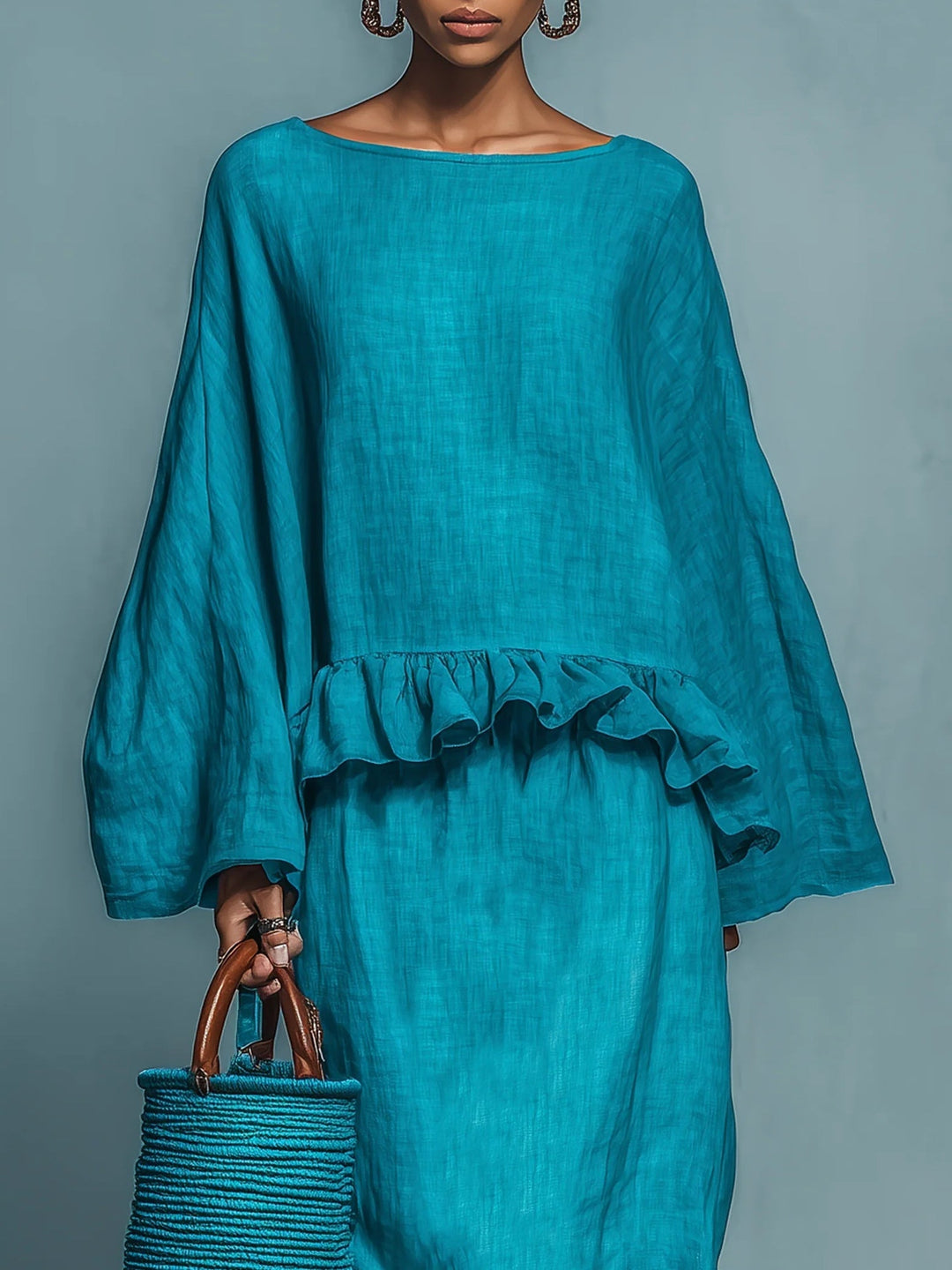 Conjunto de Blusa con Volantes y Falda Larga Sofia