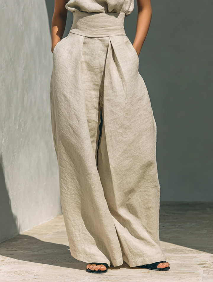 Conjunto de Top Sin Mangas y Pantalones de Pierna Ancha Sienna
