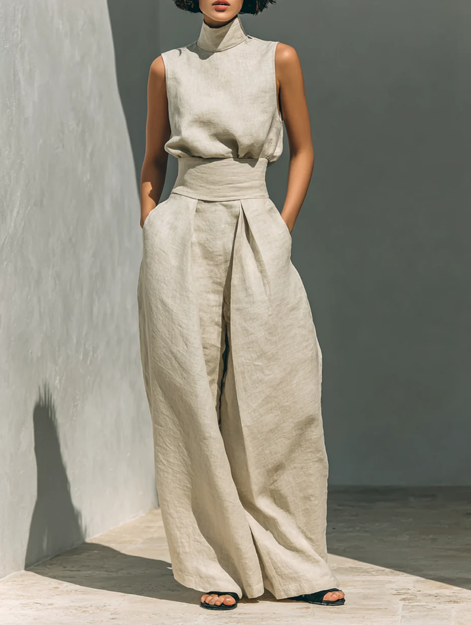 Conjunto de Top Sin Mangas y Pantalones de Pierna Ancha Sienna