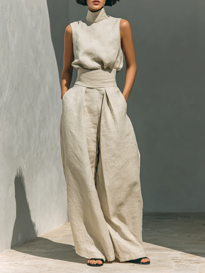Conjunto de Top Sin Mangas y Pantalones de Pierna Ancha Sienna