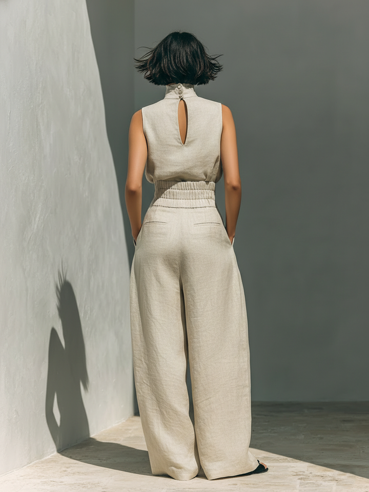 Conjunto de Top Sin Mangas y Pantalones de Pierna Ancha Sienna