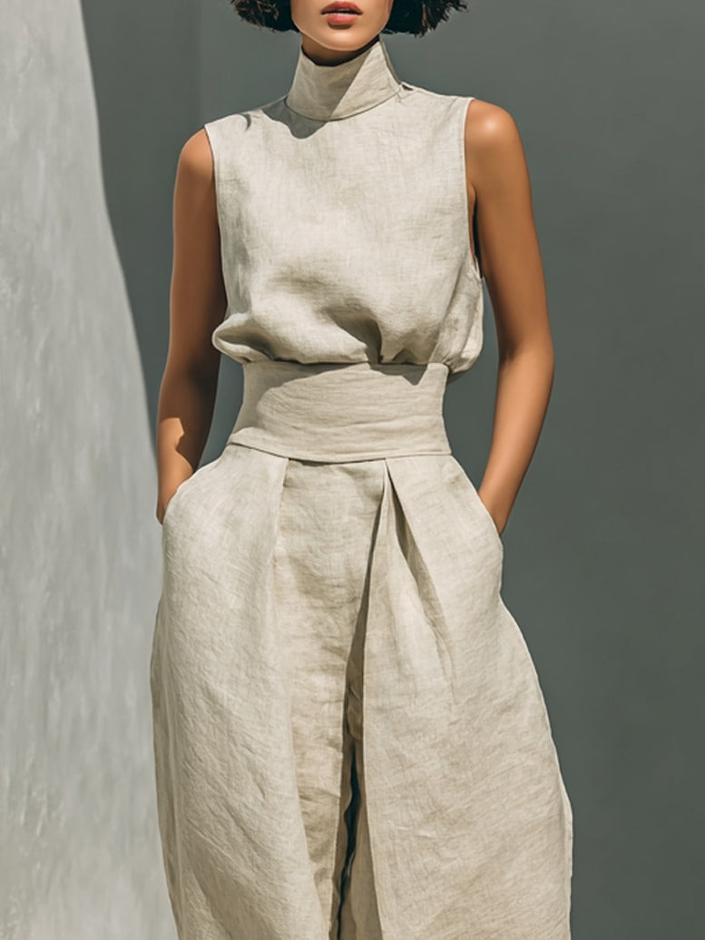 Conjunto de Top Sin Mangas y Pantalones de Pierna Ancha Sienna