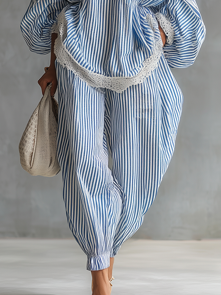 Conjunto de Dos Piezas Rayas Azules Sofía