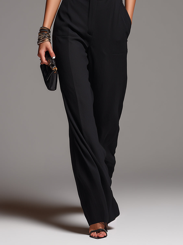 Conjunto de Blusa de Chifón Celeste y Pantalones de Pierna Ancha
