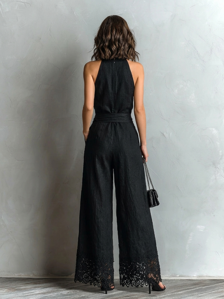 Conjunto de Chaleco con Cuello Halter Lila