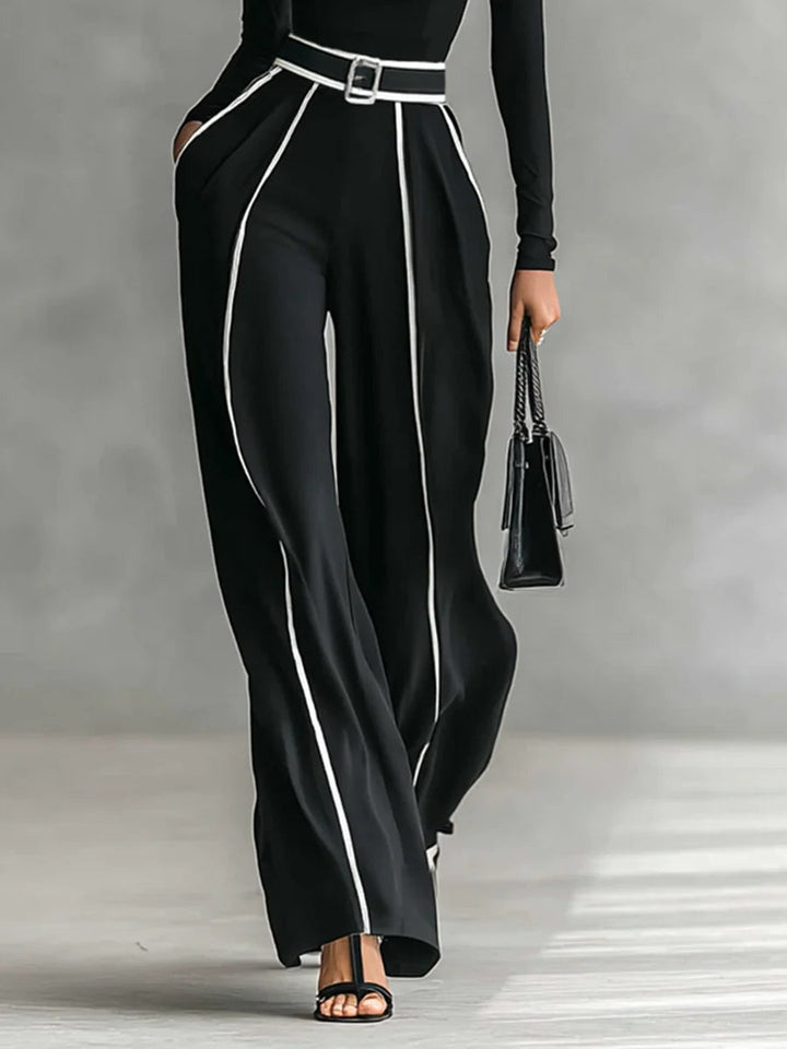 Conjunto de Top de Cuello Alto y Pantalones de Pierna Ancha Sophia
