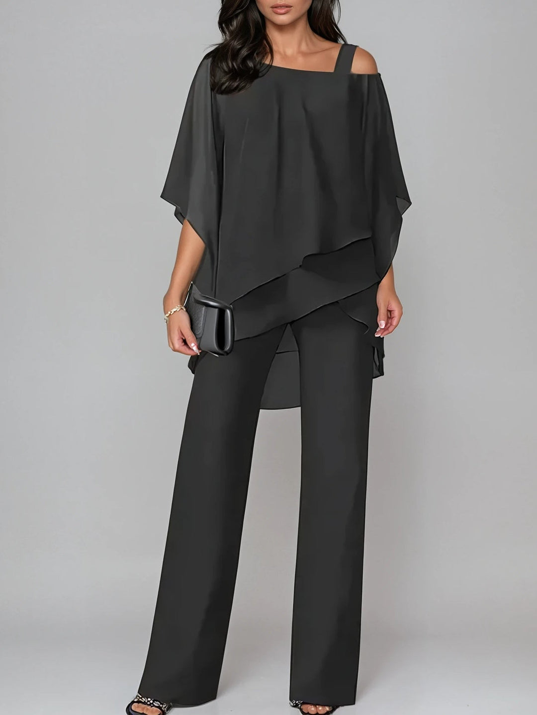 Sofía Vestido de Chiffon con Hombros Descubiertos