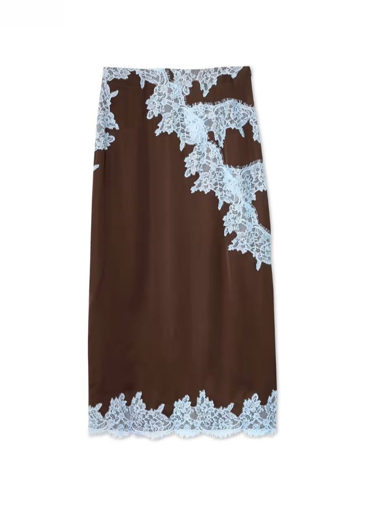 Conjunto de Top y Falda con Panel de Encaje Isabella