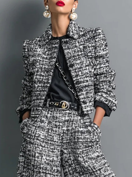 Conjunto de Chaqueta y Pantalones de Tweed Tessa