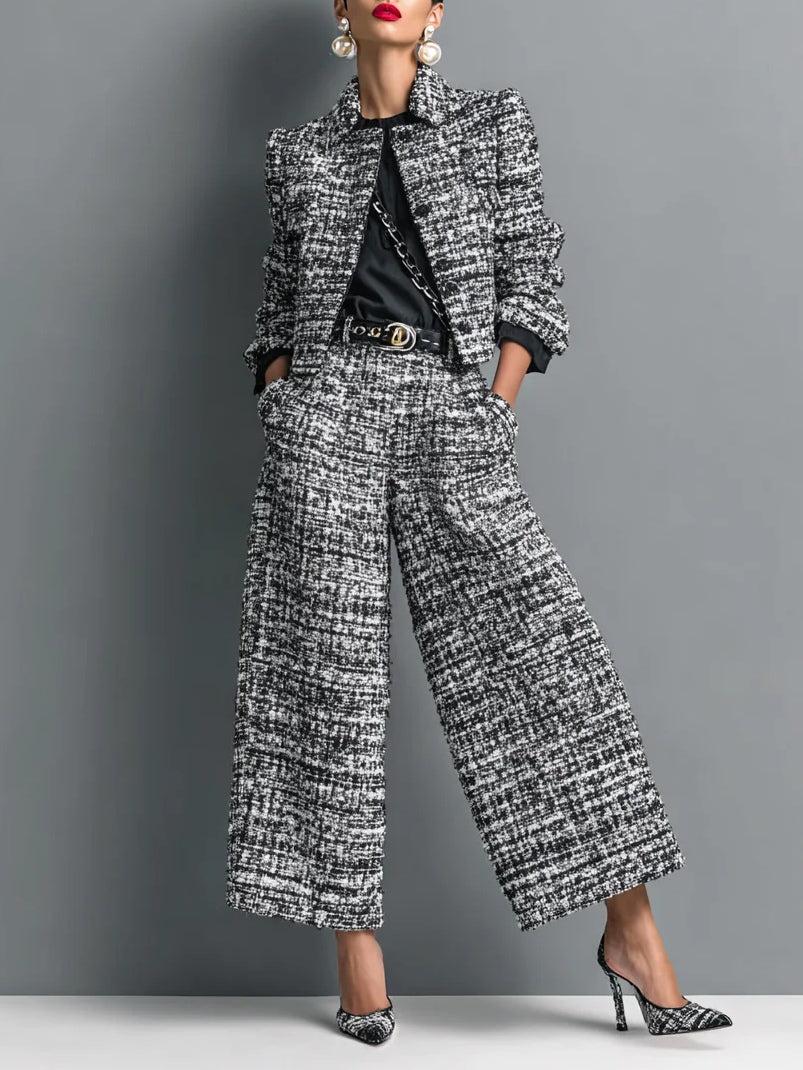 Conjunto de Chaqueta y Pantalones de Tweed Tessa