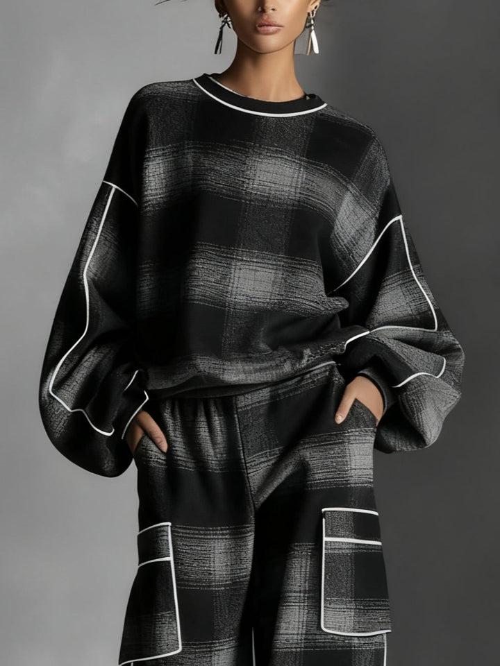 Conjunto de Sudadera y Pantalones de Cuadros Grayden