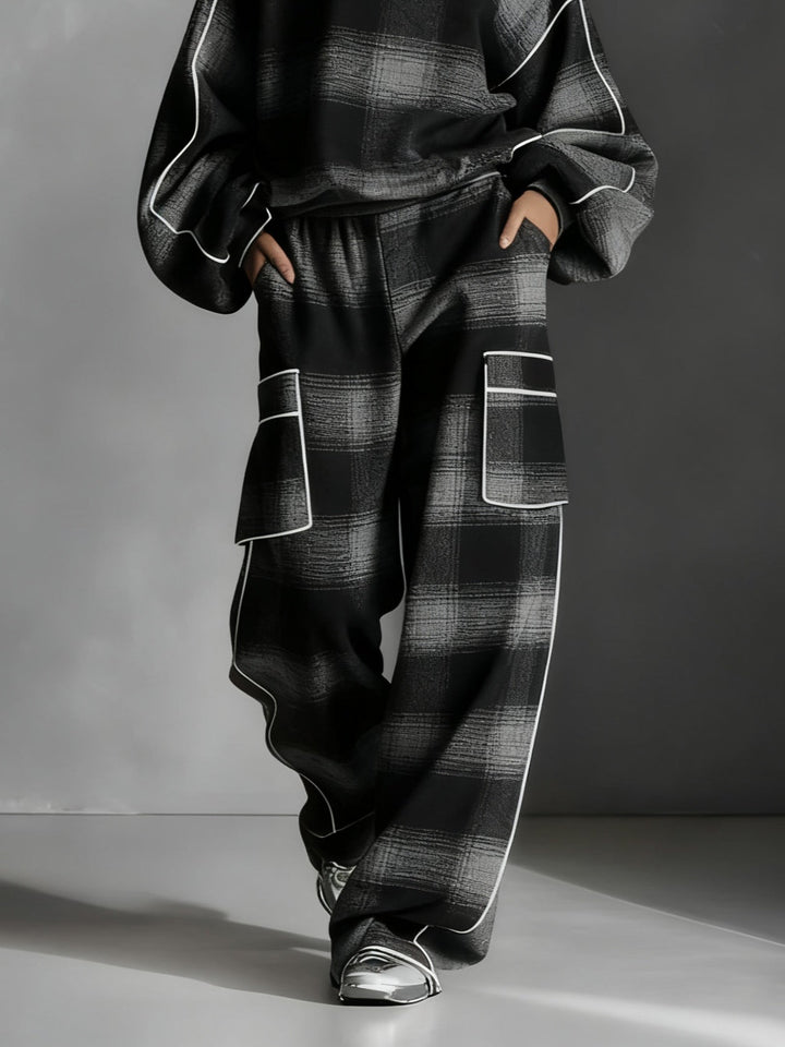 Conjunto de Sudadera y Pantalones de Cuadros Grayden